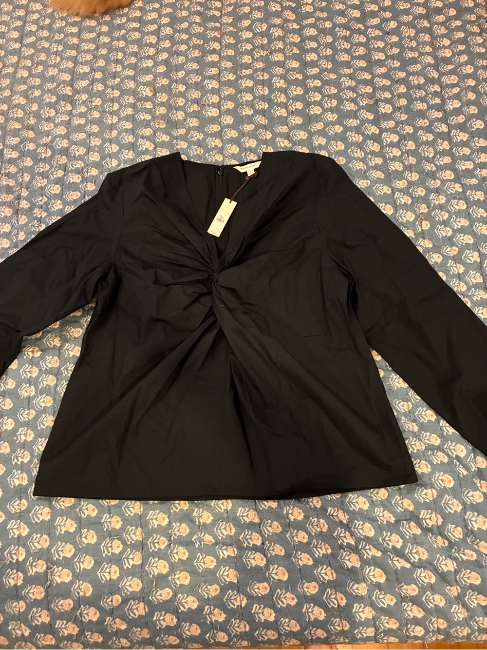 Banana Republic Black Twist-Front Long Sleeve Blouse